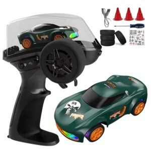 1:64 Mini RC Drift Car Remote Control | DIY Sticker Racing Car Toy (Green)