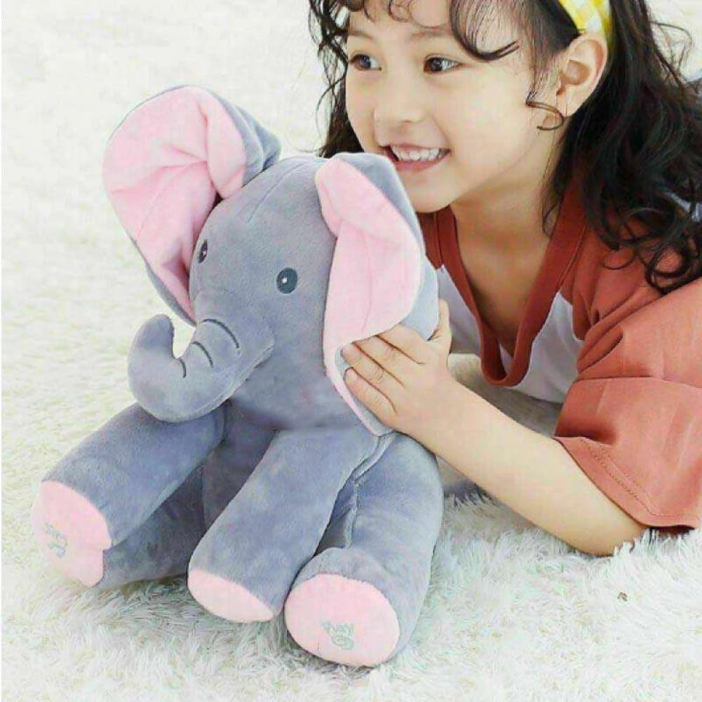 Peek-a-Boo Musical Elephant Plush Toy with Flappy Ears for Babies & Kids - Image 8