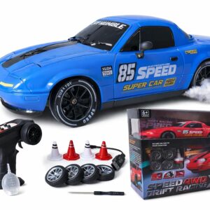 1:24 Scale 4WD RC Drift Car with Smoke Effect & LED Lights (Blue)